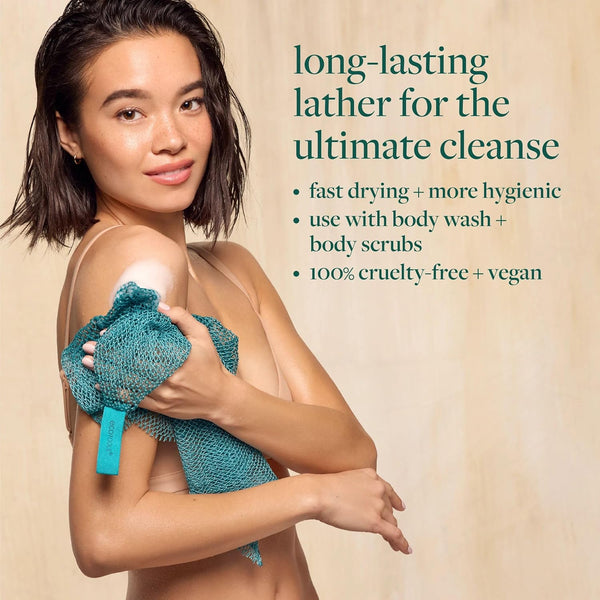 Ecotools Exfoliating Bath Net, Inspired by African Bath Net Sponge, Exfoliates & Cleanses Whole Body, Flexible & Reusable, Eco-Friendly Body