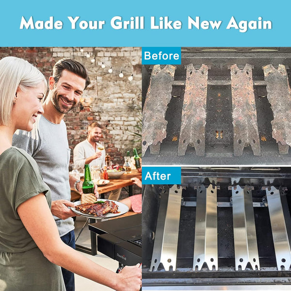 Grill Replacement Parts for Brinkman Brinkmann 810-2410-S 810-2411-S, Stainless Steel Burner Tubes, Heat Plate Shields and Carryover Crossover