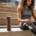 Glass Water Bottle 25Oz with Felt Sleeve - Borosilicate Glass - Leakproof Lid - BPA Free - Ideal for Work, Travel & Gym (Sand Brown)