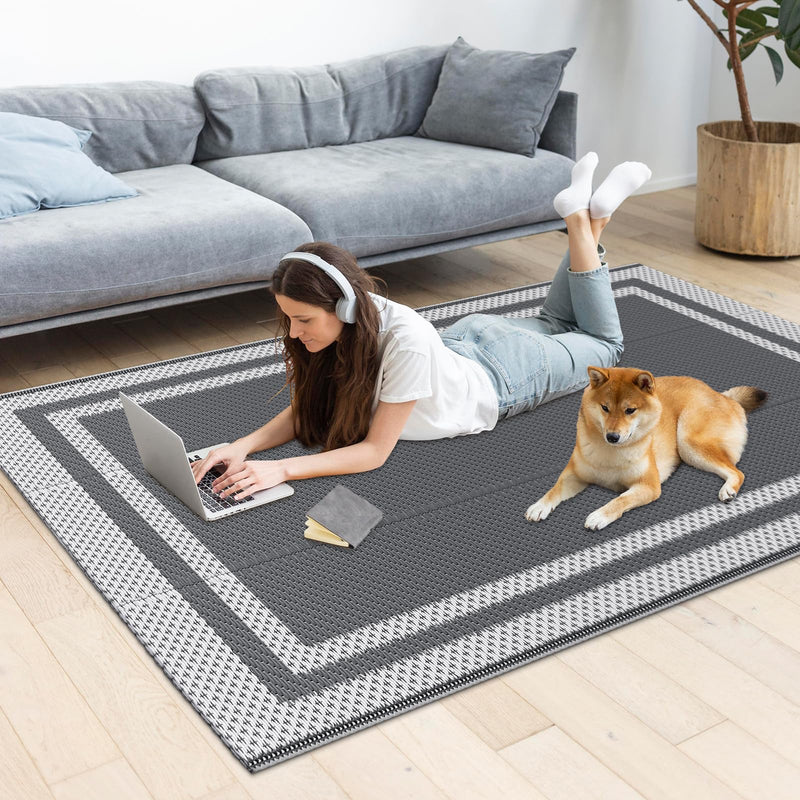 Happytrends Outdoor Rug Reversible Portable Plastic Straw Camping Rugs for outside Rv,Large Waterproof Outdoor Area Rugs for