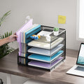 Marbrasse Desk Organizers and Accessories, 5-Tier Paper Letter Tray Organizer with File Holder, Mesh File Organizer, Office Desk Accessories &