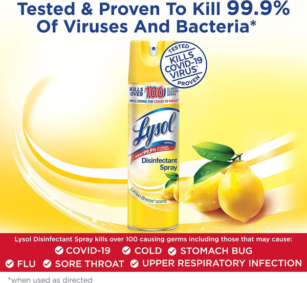 Lysol Disinfectant Spray, Lemon Breeze, 19Oz, Clear