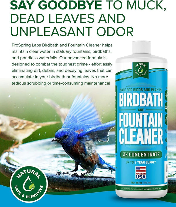 Birdbath & Fountain Cleaner - 16 Oz Fountain Maintenance Outdoor Indoor - Bird Bath Cleaner