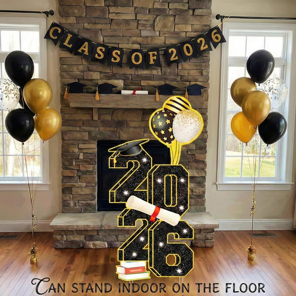 3.5FT Large Class 2025 Graduation Yard Sign Yard Decorations Congrats Graduation Lawn Signs 2025 Grad Yard Signs with Stakes for Outdoor Indoor