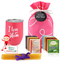 Gifts for Mom - Tea Lovers Gift Basket, Set Includes Temperature Retention Cup 12 Special Blend Teabags & Honey Presented in Beautiful Gift Bag