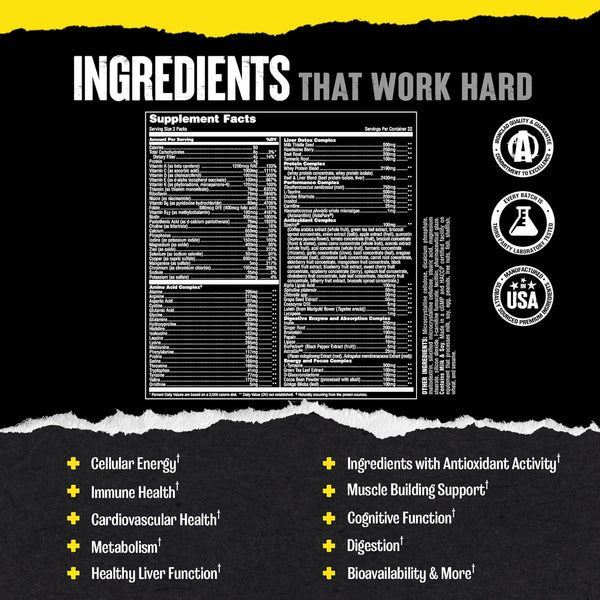 Animal Pak - Convenient Multivitamin for Men & Women Daily All-In-One Vitamin & Supplement Pack - Zinc, Vitamins C, B, D, Amino Acids, and Immune