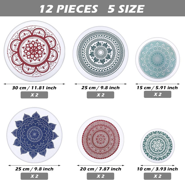 CHENGU 12 Pcs Reusable Bowl Covers Bulk 5 Size Elastic Cloth Fabric Bowl Cover for Bread Proof Rising Sourdough Dish Foo