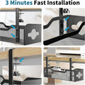 Under Desk Cable Management Tray No Drill, Metal Mesh Cable Management under Desk with Clamp Mount, 2 Hole Cable Tray with Wire Management and