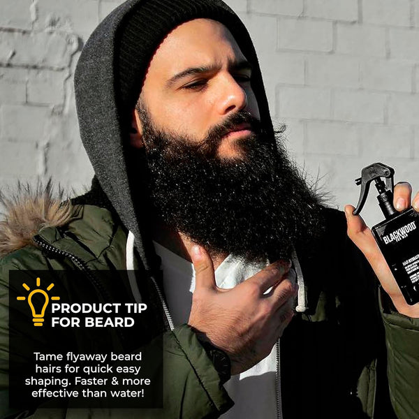 Blackwood for Men Hair & Beard Hydrator Spray - Natural Leave-In Conditioner - Moisturizes, Texturizes, Shapes & Detangles - Ideal for Beard