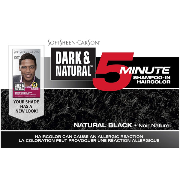 Softsheen-Carson Dark & Natural Hair Color for Men 5 Minutes, Natural Looking Gray Coverage for up to 6 Weeks, Shampoo-In Permanent Hair Dye, Jet