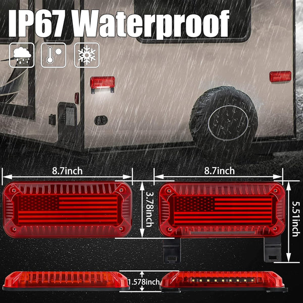 RV Tail Lights, 57 LED RV Camper Trailer Tail Lights with Running/Turn Signal/Brake/Stop License Plate Light Surface Mount RV Led Tail Lights