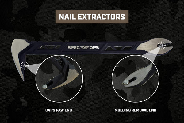 Spec Ops Tools 10" Nail Puller Cats Paw Pry Bar, High-Carbon Steel, 3% Donated to Veterans,