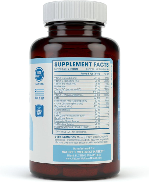 Vitamin B Complex Stress Relief | All Natural Mood Enhancer and Stress Support Supplement | Stress B Complex with Herbal Extract Blend plus