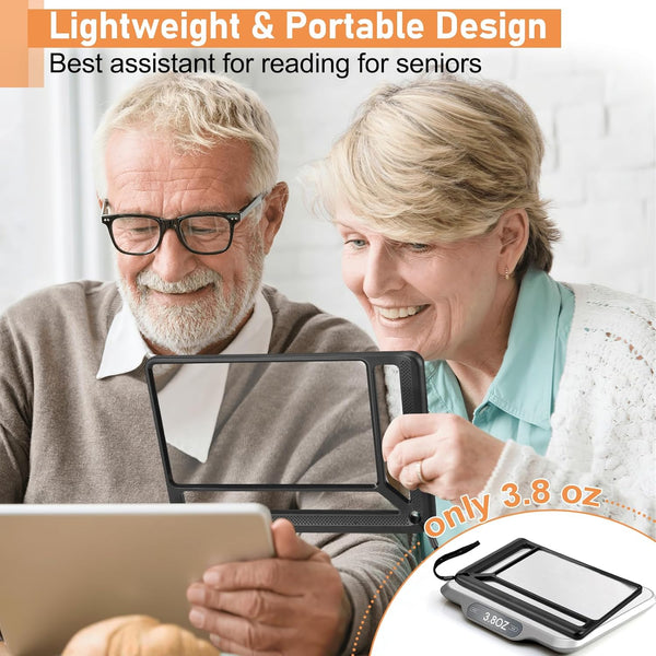 5X Full Page Magnifying Glass for Reading, Lightweight Rectangular Magnifier Provides Large Book Page Viewing Area, Upgraded Handheld Magnifier