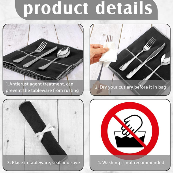 6 Pcs anti Tarnish Silver Storage Bags Silver Storage Cloth Felt Flatware Organizer anti Tarnish Protector Bags Place Setting Roll with White