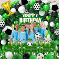 Soccer Party Decorations, 122Pcs Soccer Birthday Party Decorations Supplies with Latex Balloons Happy Birthday Banner Tablecloth and Cake Toppers