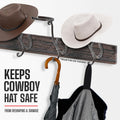 Cowboy Hat Rack - Set of 2 Decorative Wall-Mounted Holder - Heavy-Duty Iron Hanger and Organizer DIY Kit for Hats, Coats and Keys - Rustic Western