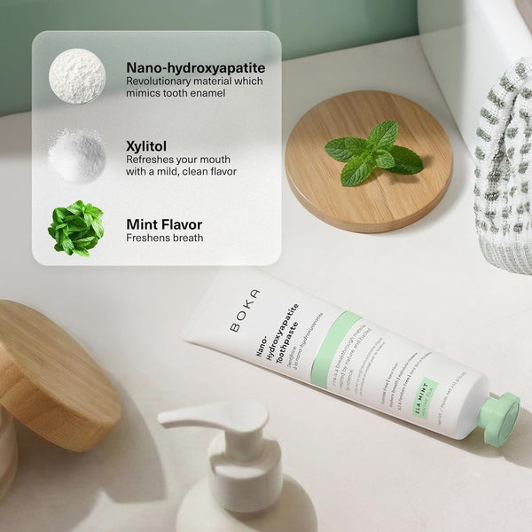 Boka Fluoride Free Toothpaste Nano Hydroxyapatite, Helps Remineralize, Appropriate for Sensitive Teeth, Whitening - for Adult, Kids Oral Care -