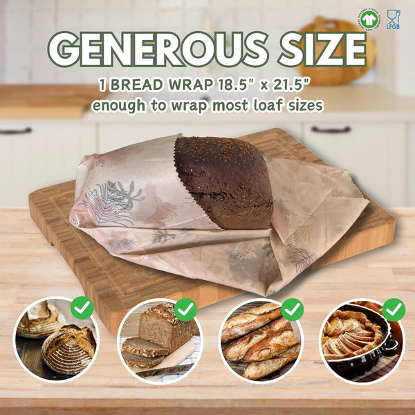 XL Beeswax Wraps 18.5X21.5" - Reusable Organic Bee Wax Bags for Food Storage, Bread, Sandwich, Sourdough, Eco-Friendly Wrapping Paper, Kitchen