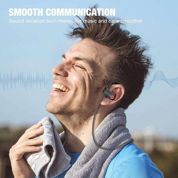 Boean Workout Headphones with Mic - Bluetooth 5.3 Technology, Stereo Sound, Deep Bass, 16 Hrs Playback, IPX7 Rating for Sports