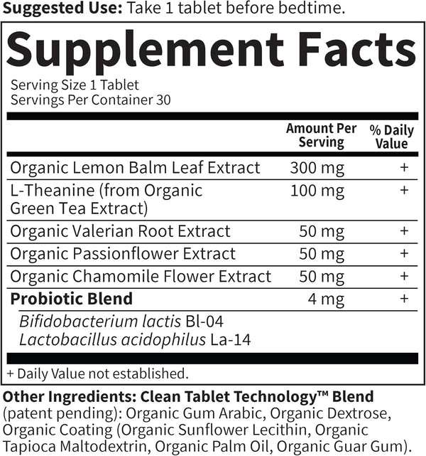 Garden of Life Organics Sleep Well Rest & Refresh 30 Tablets, Lemon Balm, Green Tea Extract L-Theanine, Valerian Root, Chamomile,