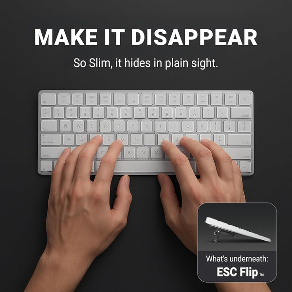 ESC Flip Keyboard Stand for Desk, Compact Tilting Riser with 3 Adjustable Angles for Ergonomic Typing, Compatible with Magic Keyboard & Flat-Back