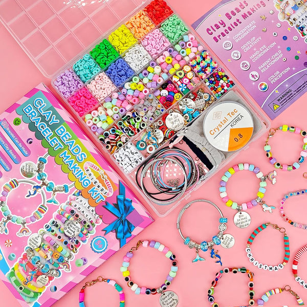 Leitait Girls Toys Bracelet Making Kit -3400Pcs Charm Jewelry Making Kit Supplies,Unicorn/Mermaid Crafts Birthday Christmas Gifts for Girls Ages 5