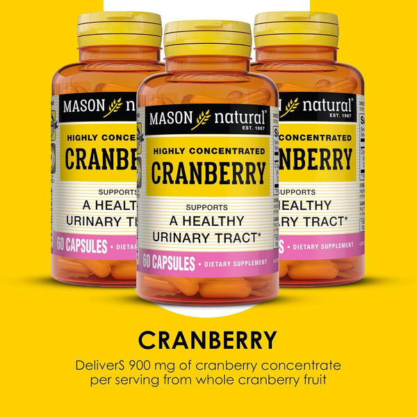 MASON NATURAL Cranberry Highly Concentrated 900 Mg, 3 Month Supply, Antioxidant & Immune Health, Supports Healthy Urinary Tract, 3 Pack