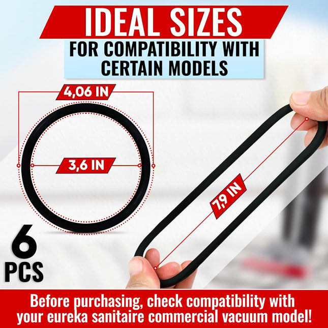 6Pcs Sanitaire Vacuum Belts - Sanitaire Vacuum Parts - Durable, Flexible, Easy Installation, Long Service Life - Compati