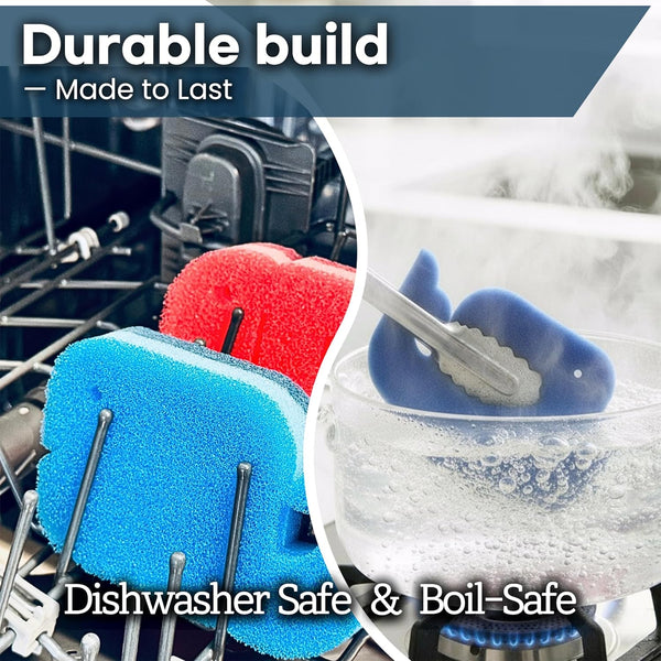 Multipurpose Dual Sided Triple Layer Dish Sponges Kitchen | Boil Safe Scratch Free Odor Resistant Extra Durable | Flexible and Durable Design for
