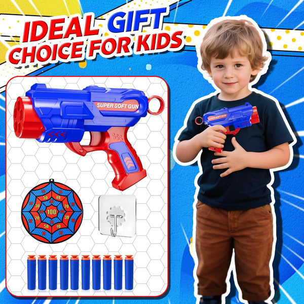 Shooting Games Toys for Nerf Gun Party, Shooting Targets with Toy Guns 10 Foam Darts Kids Outdoor Indoor Toys for Birthday Easter Xmas Gifts for 4