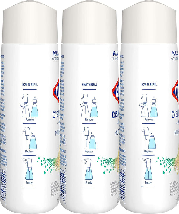 Clorox Disinfecting Mist, Lemongrass Mandarin, Household Essentials, 3 Refills, 16 Fl Oz Each