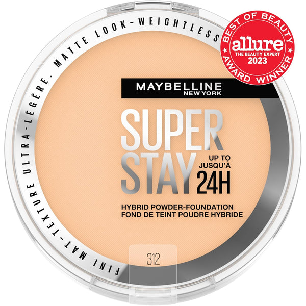 Maybelline Super Stay up to 24HR Hybrid Powder-Foundation, Medium-To-Full Coverage Makeup, Matte Finish, 312, 1 Count