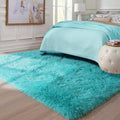 Ompaa Soft Fluffy Area Rug for Living Room Bedroom, 4X6 Teal Blue Plush Shag Rugs, Fuzzy Shaggy Accent Carpets for Kids Girls Rooms, Modern