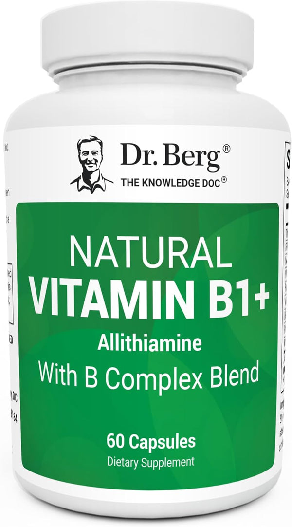 Dr. Berg Natural Vitamin B1 B6 B12 Complex - Allithiamine Vitamin B1 Supplement with 8 Essential Vitamin B Complex for Men & Women Including