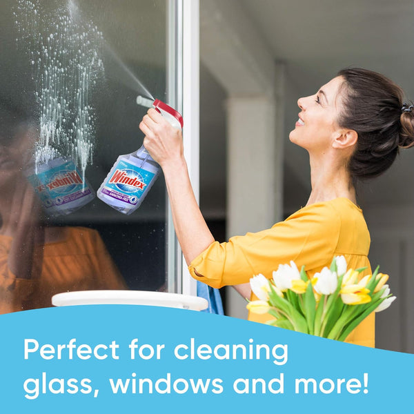 Windex Glass and Window Cleaner Spray Bottle, Ammonia Free, Bottle Made from 100% Recovered Coastal Plastic, Surface Cleaning Spray, Crystal Rain