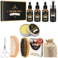 Beard Kit for Men Grooming & Care W/3 Pack Beard Oil, Wash, Balm, Comb, Brush, Scissors,Anniversary Valentines Birthday Fathers Gifts Idea for