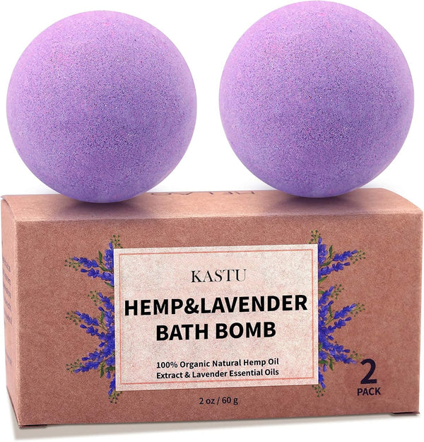 Bath Bombs,2 Pack Fizzy Spa Gift Natural Hemp Oil Extract and Lavender Essential Oils Bath for Moisturizing Dry Skin,Relaxing,Bubble Bath for