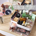 White Makeup Organizer with 3 Drawers, Large Capacity Plastic Cosmetic Storage for Dresser and Vanity, Ideal for Beauty, Perfume, Brushes,