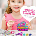 Paint Your Own Wooden Kids Heart Treasure Box Kit - Basket Stuffers - Art Kits for Toddler Girl - Arts and Craft Gifts for Ages 4-6 Year Old Girls