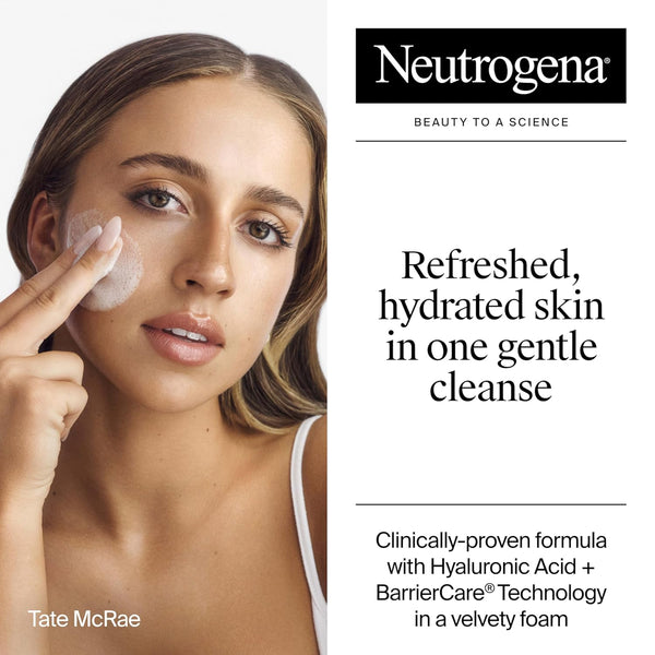 Neutrogena Hydro Boost Fragrance Free Hydrating Gel Facial Cleanser with Hyaluronic Acid, Daily Foaming Face Wash & Makeup Remover, Gentle Face