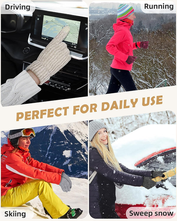 Winter Gloves for Women Chenille, Womens Gloves Cold Weather Warm Fleece Lined, Gloves for Women Touchscreen Fingers
