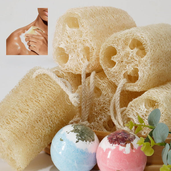 Natural Loofah Sponge Shower Organic Luffa Bath Loofa Exfoliating Body Scrubber Loofah for Men Women Adults Back Face Body Skin SPA Care - 6 Pieces