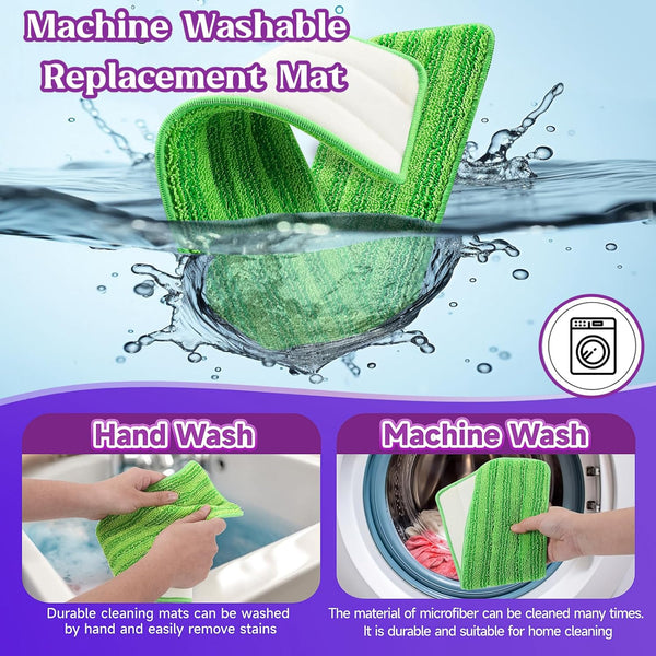 8 Pack Reusable Mop Pads Compatible for Swiffer Powermop,Microfiber Mop Pads for 13-15'' Spray Mop, Floor Mop Pads Refills for Swiffer, Machine