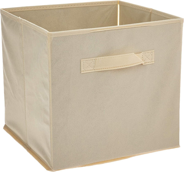 Home-Complete Storage Cubes - 8-Piece Collapsible Storage Bin Set for Shelves - for Organizing the Home, Office, Playroom, and Nursery (Beige)