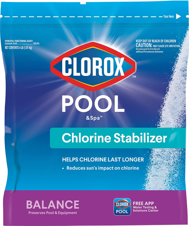 Clorox® Pool&Spa™ Swimming Pool Chlorine Stabilizer, Helps Chlorine Last Longer, Saltwater Pool Compatible, 4LB (Pack of