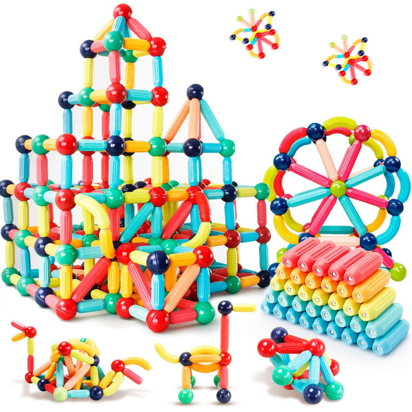 Magnetic Building Blocks STEM Educational Toy for Kids Montessori Learning Sticks and Balls Preschool Sensory Toys for Toddlers Gift for 3 Year