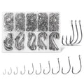Carbon Steel Fishing Hooks 500Pcs/90Pcs, Circle Hooks Assortment for Saltwater Freshwater Ice Fishing, Salt Water Fish Hooks for Catfish Trout