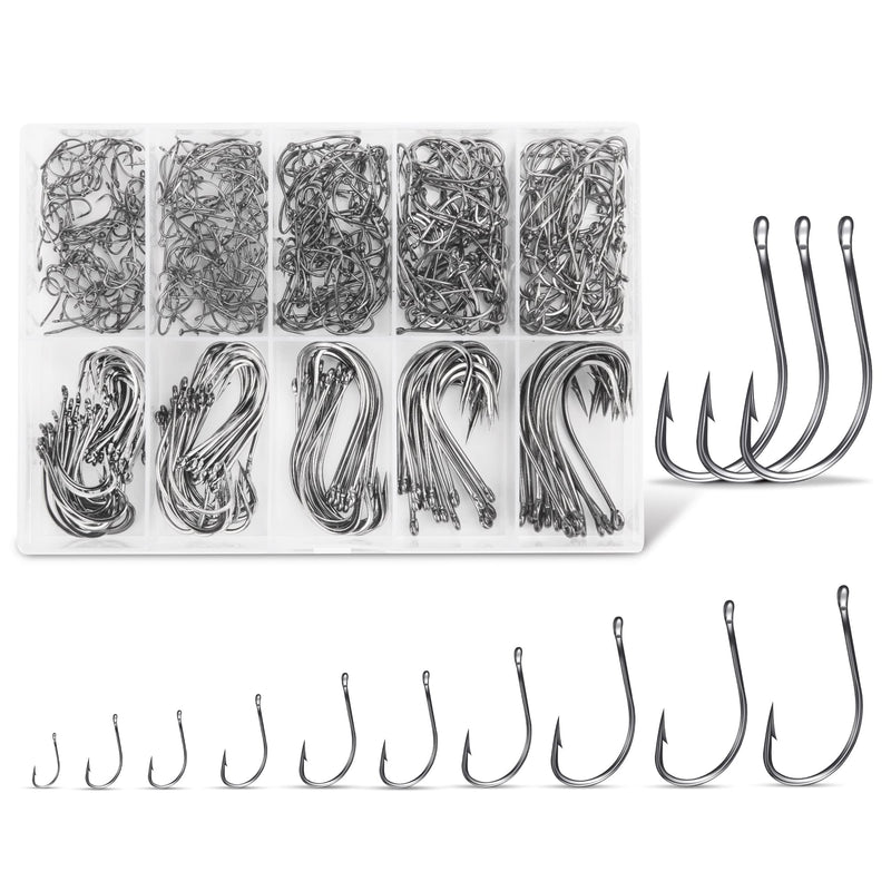 Carbon Steel Fishing Hooks 500Pcs/90Pcs, Circle Hooks Assortment for Saltwater Freshwater Ice Fishing, Salt Water Fish Hooks for Catfish Trout