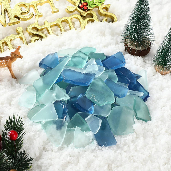 Jetec Sea Glass for Crafts Seaglass Pieces Decor Flat Frosted Sea Glass Vase Filler Crushed for Beach Wedding Party Decor Home Aquarium DIY Art